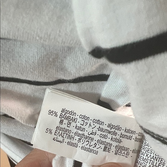 Zara White and Black Striped Short Sleeve Cropped Tee Size M - Picture 5 of 6